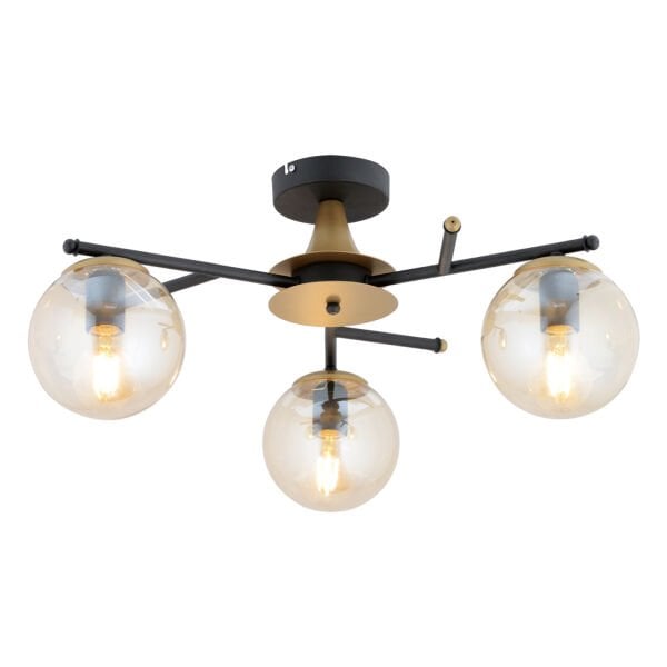 Peyda 3'lü Siyah Eskitme Bal Camlı Modern Koridor Yatak Odası Salon Avize