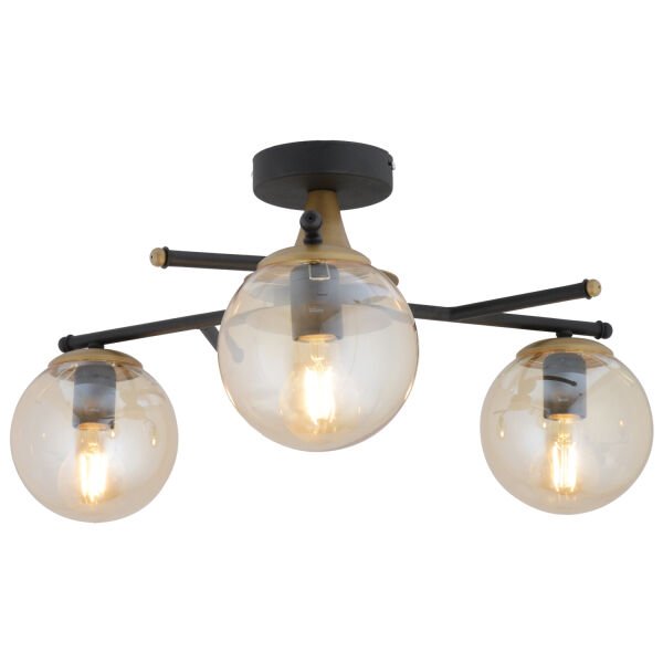 Peyda 3'lü Siyah Eskitme Bal Camlı Modern Koridor Yatak Odası Salon Avize