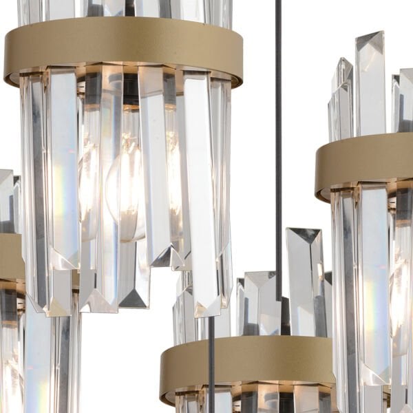 Apatit 5'li Yuvarlak Siyah Eskitme Kristal Taşlı Modern Koridor Yatak Odası Salon Kristalli Avize