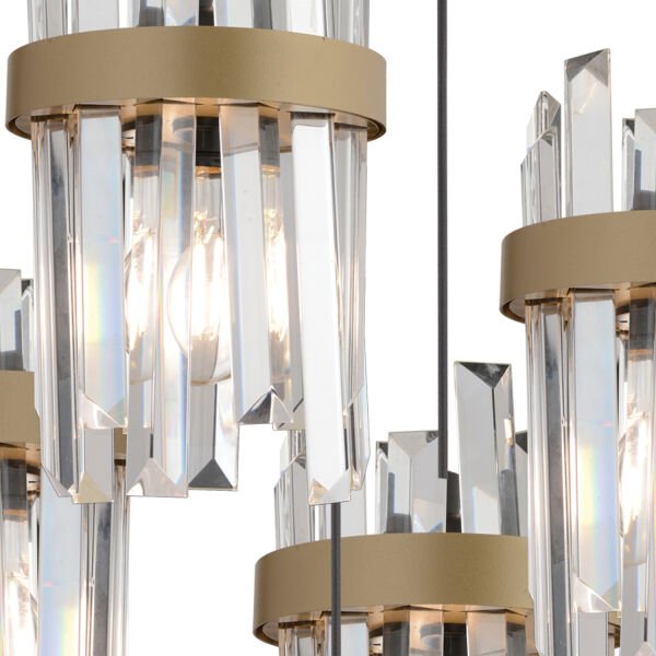 Apatit 5'li Yuvarlak Siyah Eskitme Kristal Taşlı Modern Koridor Yatak Odası Salon Kristalli Avize