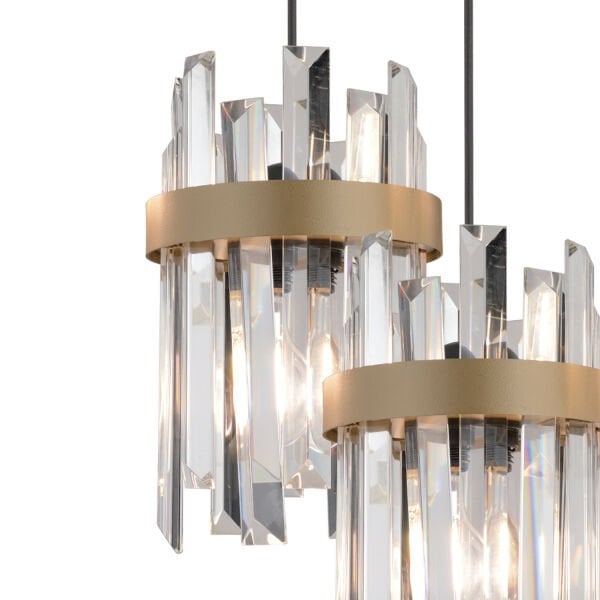 Apatit 5'li Sıralı Siyah Eskitme Kristal Taşlı Modern Koridor Yatak Odası Salon Kristalli Avize