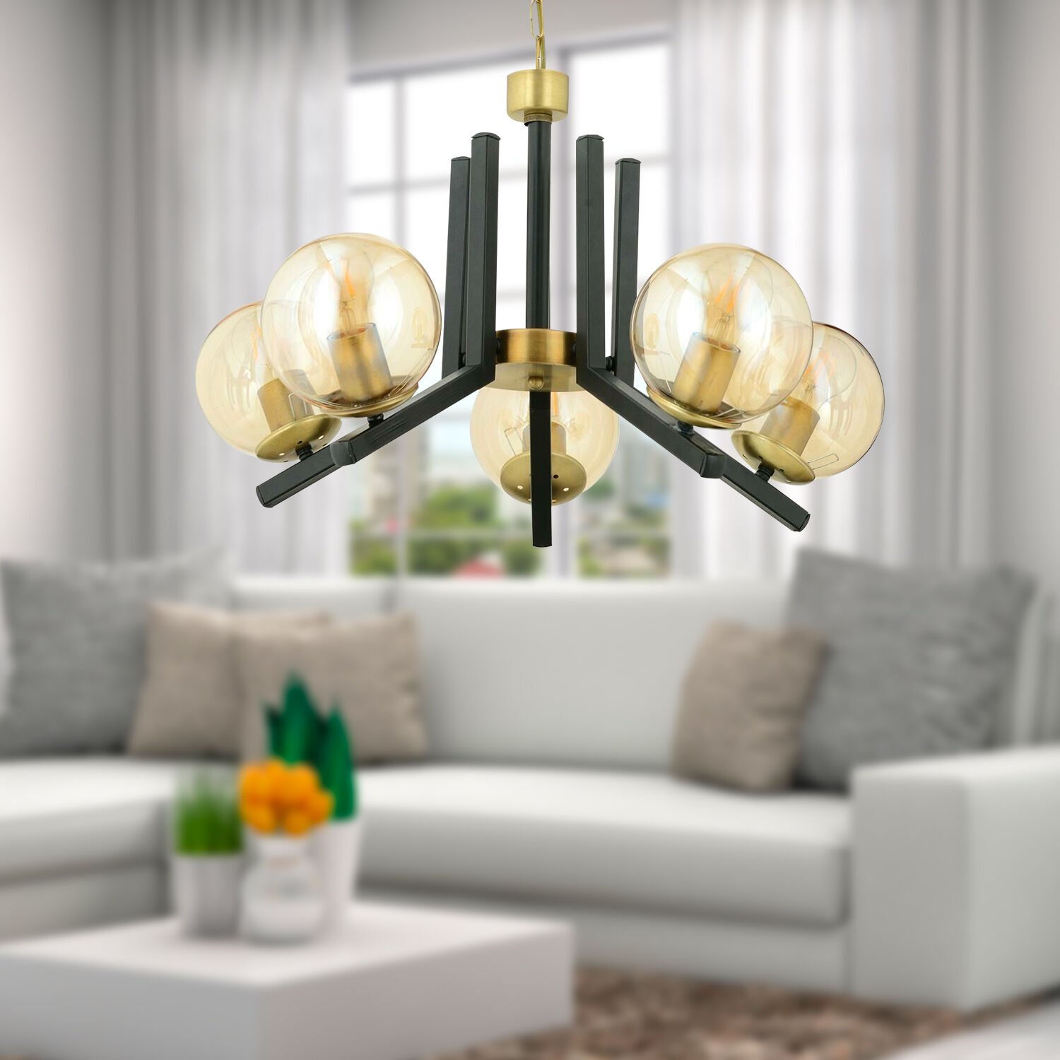 Mikel 5 Li Siyah Eskitme Modern Yatak Odası Mutfak Oturma Odası Retro Salon Avize