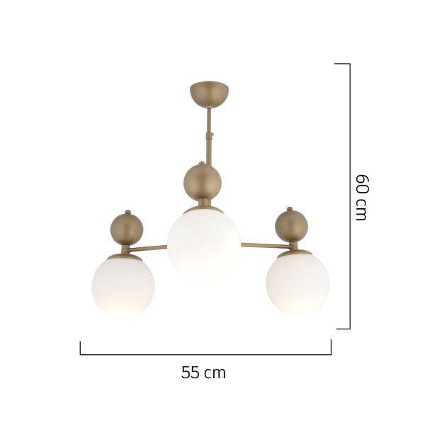 Kuvars 3lü Eskitme Beyaz Camlı Modern Koridor Yatak Odası Salon Avize