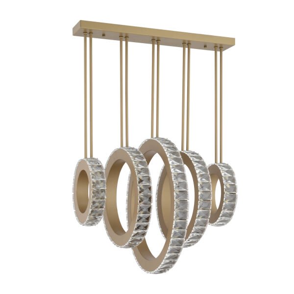 Corina 5'li Asimetrik Sıralı Eskitme 3 Renkli 140 Watt Ledli Yemek Masası Üstü, Oturma Odası, Salon Avize