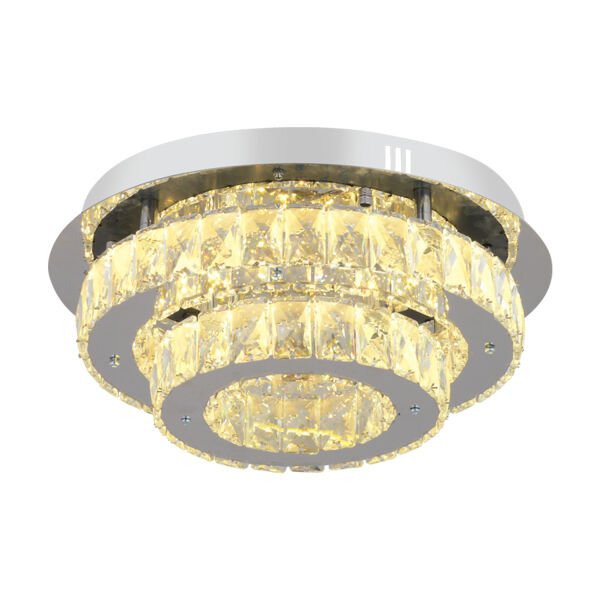Ardenia 2 Katlı Krom 3 Renkli 70 Watt Kristalli Ledli Modern Salon Led Büyük Avize