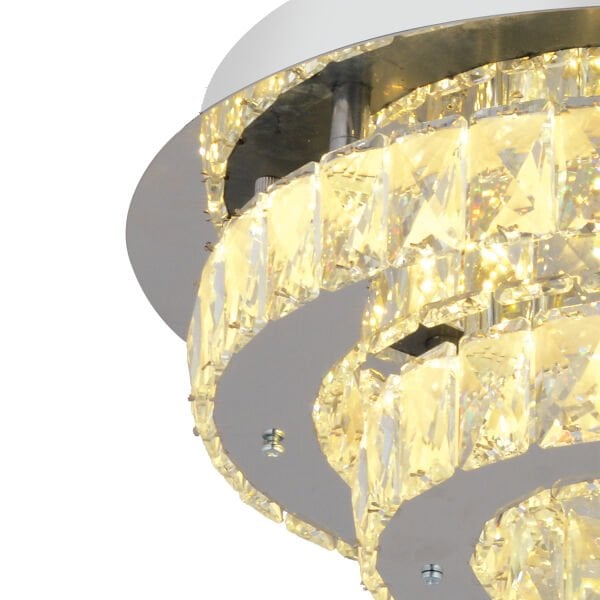 Ardenia 2 Katlı Krom 3 Renkli 70 Watt Kristalli Ledli Modern Salon Led Büyük Avize