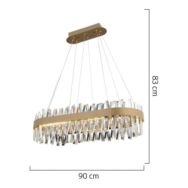Brampton 6'lı Sıralı Eskitme 3 Renkli 100 Watt Ledli Yemek Masası Üstü, Oturma Odası, Salon Avize