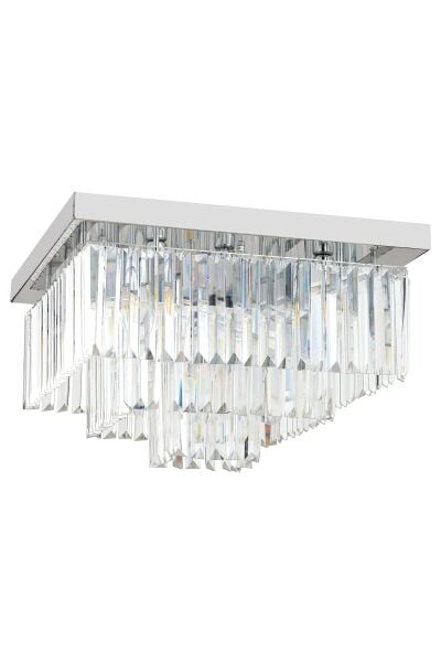 Nilüfer Kristalli Krom Kaplama Triplex Kare Kristalli Taşlı Modern Tasarım Kristal Salon Avize