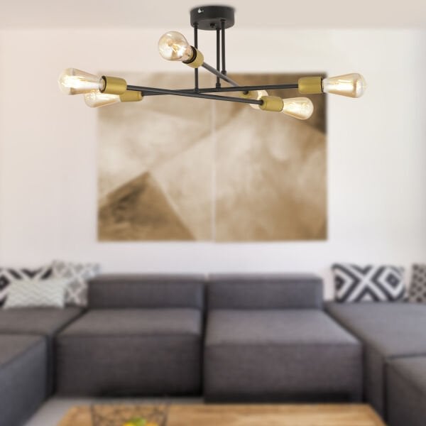 Octopus 6Lı Siyah Modern Genç Odası Yatak Odası Mutfak Retro Salon Avize