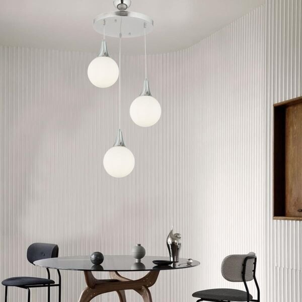 Damla 3 Lü Yuvarlak Krom Sarkıt Modern Mutfak Salon Avize