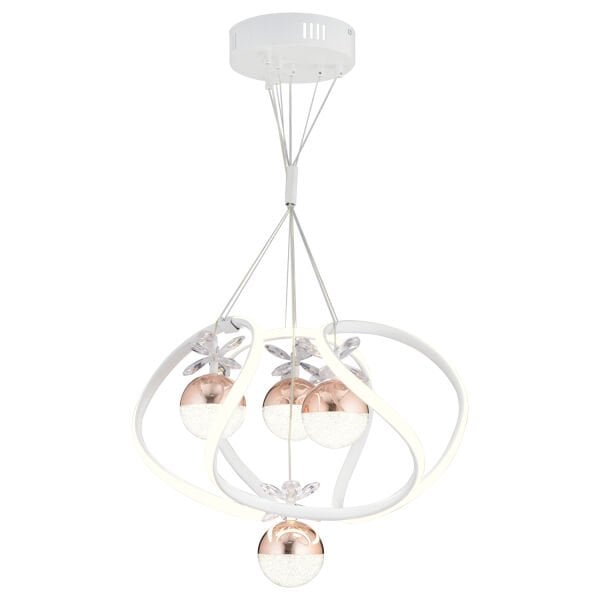 Balca 4'lü Beyaz Bakır 3 Renkli 84 Watt Ledli Kelebek Led Avize Top Avize Modern Oturma Odası, Koridor, Salon Led Avize