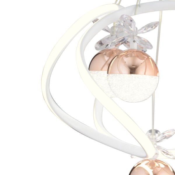 Balca 4'lü Beyaz Bakır 3 Renkli 84 Watt Ledli Kelebek Led Avize Top Avize Modern Oturma Odası, Koridor, Salon Led Avize