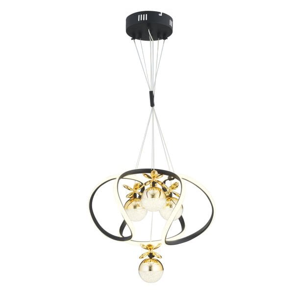 Balca 4'lü Siyah Gold 3 Renkli 84 Watt Ledli Kelebek Led Avize Top Avize Modern Oturma Odası, Koridor, Salon Led Avize