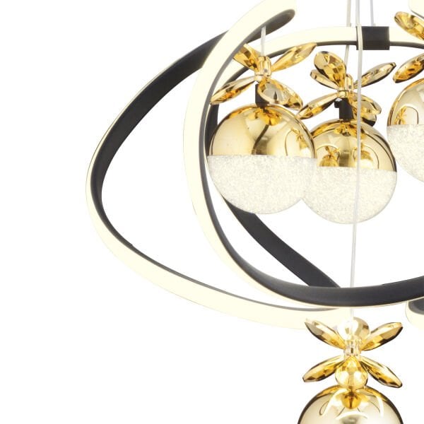 Balca 4'lü Siyah Gold 3 Renkli 84 Watt Ledli Kelebek Led Avize Top Avize Modern Oturma Odası, Koridor, Salon Led Avize