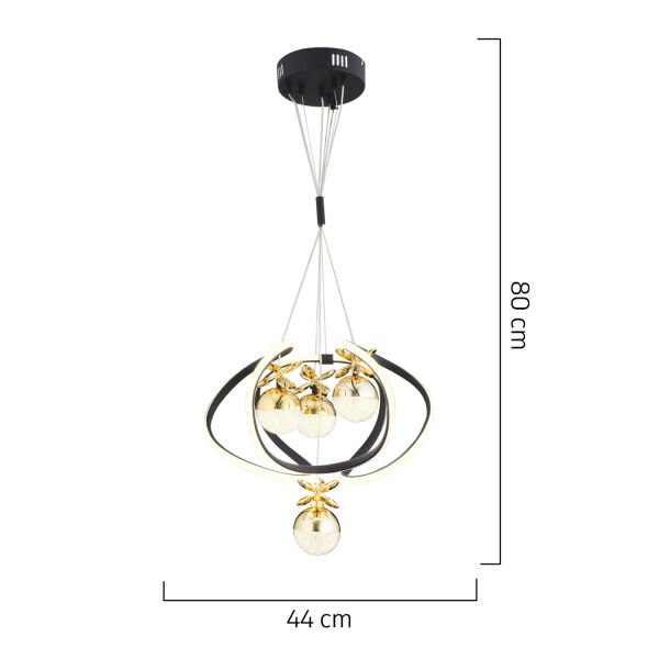 Balca 4'lü Siyah Gold 3 Renkli 84 Watt Ledli Kelebek Led Avize Top Avize Modern Oturma Odası, Koridor, Salon Led Avize