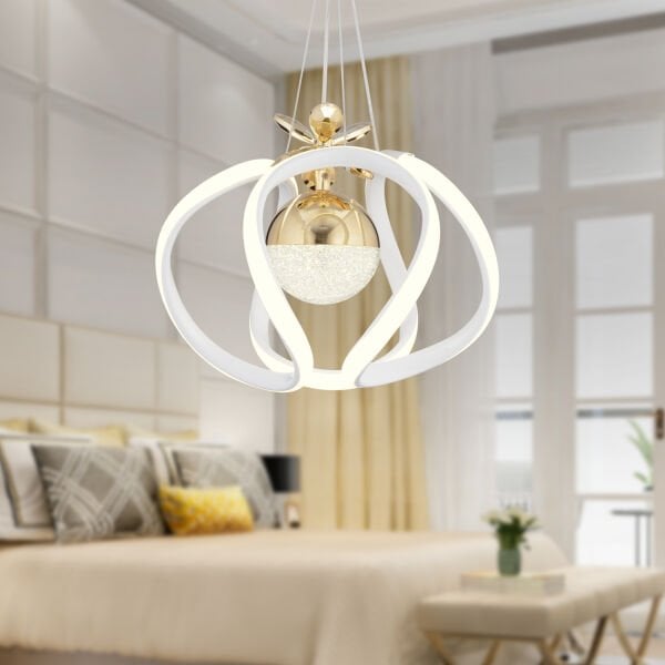 Pelin Tekli Beyaz Gold 3 Renkli 39 Watt Ledli Modern Oturma Odası, Koridor, Salon Led Avize