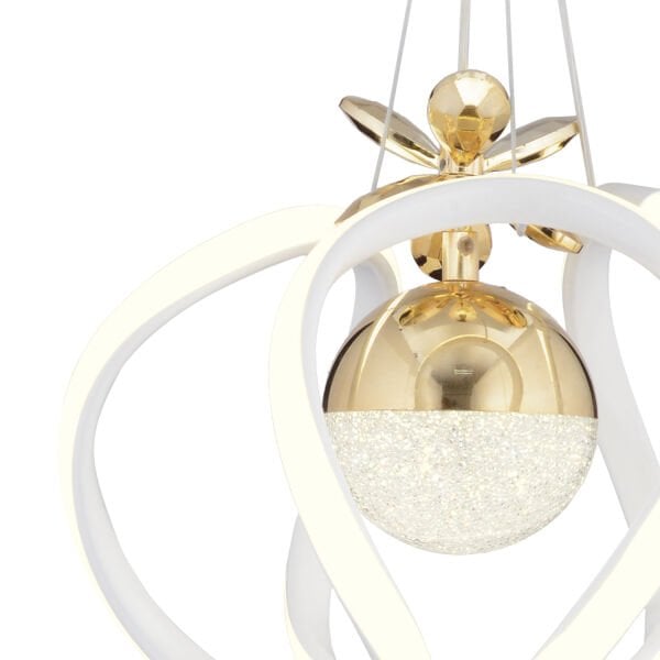 Pelin Tekli Beyaz Gold 3 Renkli 39 Watt Ledli Modern Oturma Odası, Koridor, Salon Led Avize