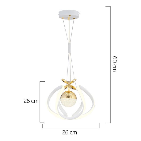 Pelin Tekli Beyaz Gold 3 Renkli 39 Watt Ledli Modern Oturma Odası, Koridor, Salon Led Avize