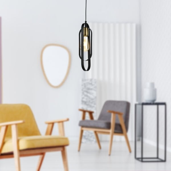 Koza Tekli Siyah Spor Modern Retro Sarkıt Mutfak Salon Sarkıt Avize