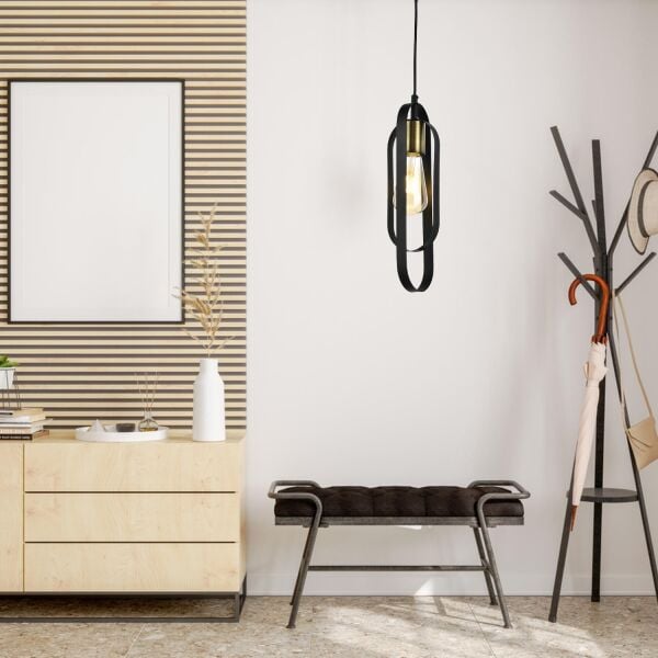 Koza Tekli Siyah Spor Modern Retro Sarkıt Mutfak Salon Sarkıt Avize