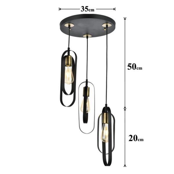 Koza 3Lü Yuvarlak Siyah Modern Genç Odası Mutfak Retro Salon Sarkıt Avize