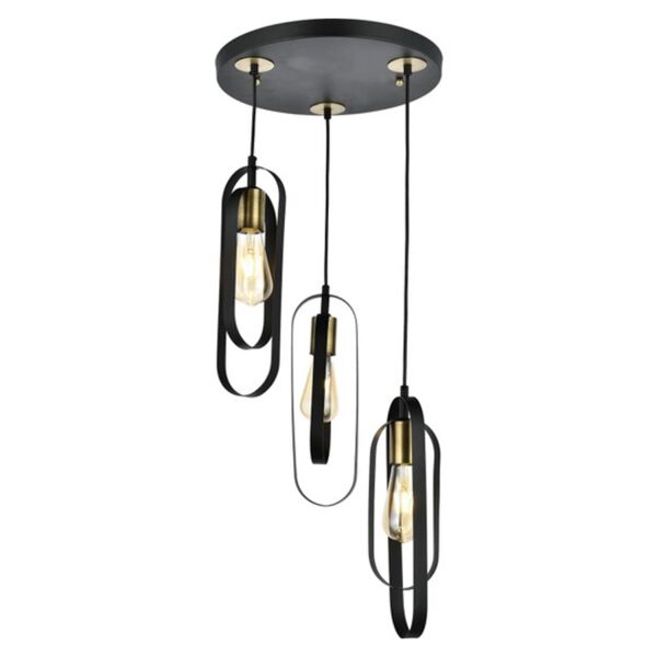 Koza 3Lü Yuvarlak Siyah Modern Genç Odası Mutfak Retro Salon Sarkıt Avize