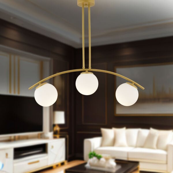 Fralde 3 Lü Gold Modern Mutfak Cafe Restoran için Uygun Retro Salon Avize