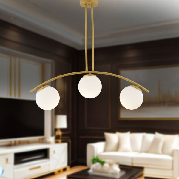 Fralde 3 Lü Gold Modern Mutfak Cafe Restoran için Uygun Retro Salon Avize