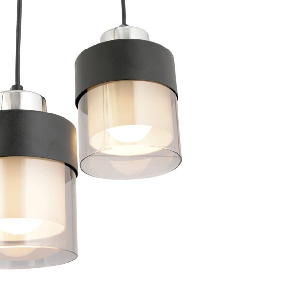 Boris 5 Li Sıralı Siyah-Krom Sarkıt Modern Genç Odası Mutfak Salon Sarkıt Avize