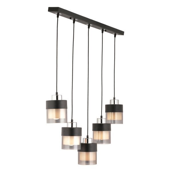 Boris 5 Li Sıralı Siyah-Krom Sarkıt Modern Genç Odası Mutfak Salon Sarkıt Avize