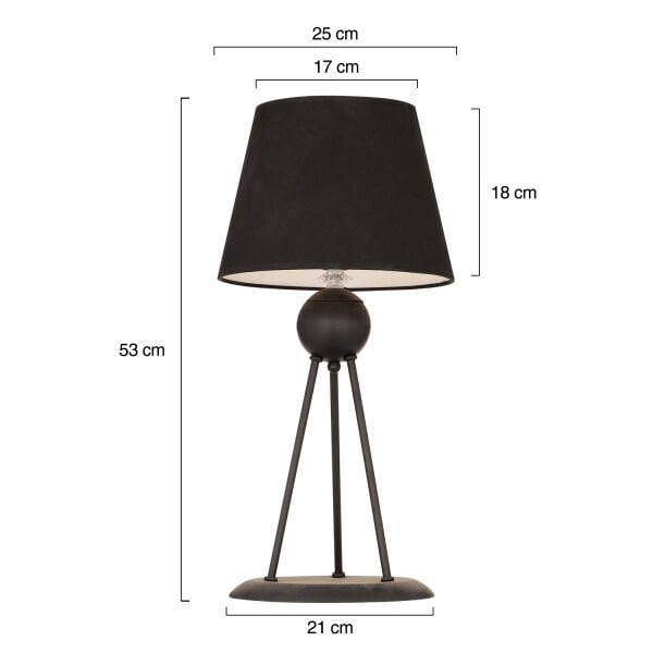 Kunter Siyah Modern Tasarım Salon-Oturma Odası-Yatak Odası Retro Abajur