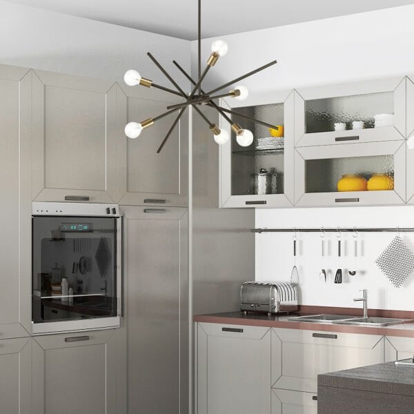 Meter 6 Lı Siyah Eskitme Duylu Sarkıt Modern Yatak Odası MutfakSalon Avize