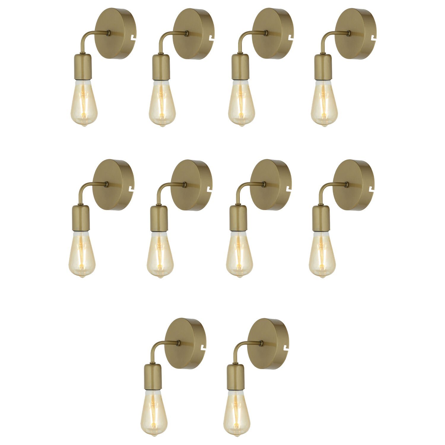 Core Eskitme Boyalı 10'lu Aplik Seti Yatak Odası-Yatak başı,Cafe,Restoran için Duvar Lambası