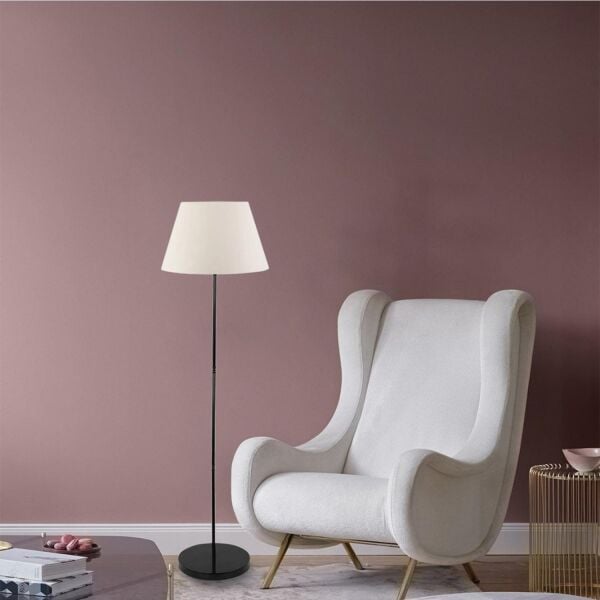 Flora Tekli Beyaz Şapkalı Siyah Dekoratif Modern Tasarım Retro Salon Lambader