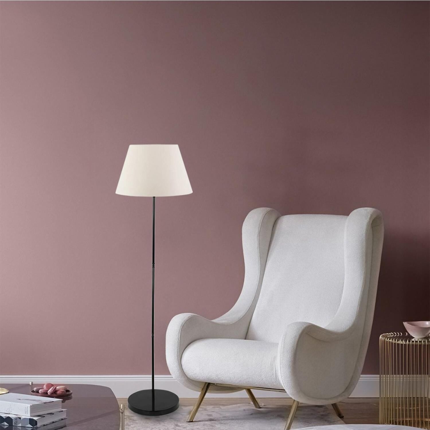 Flora Tekli Beyaz Şapkalı Siyah Dekoratif Modern Tasarım Retro Salon Lambader