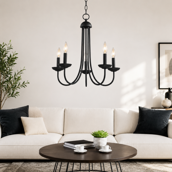 Ferd 5 Li Siyah Modern Genç Odası Mutfak Retro Salon Avize