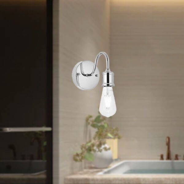 Coman Tekli Krom Duvar Lambası Yatak Odası-Yatak Başı  İçin Modern Aplik