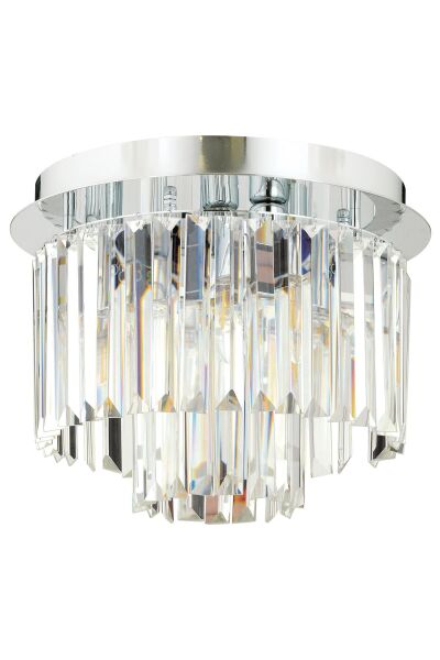 Nilüfer 2 Katlı Küçük Krom Kaplama Yuv. Kristalli Taşlı Modern Tasarım Kristal Salon Avize