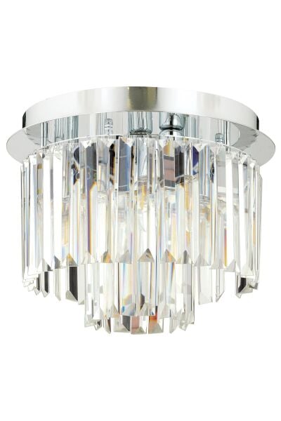 Nilüfer 2 Katlı Küçük Krom Kaplama Yuv. Kristalli Taşlı Modern Tasarım Kristal Salon Avize