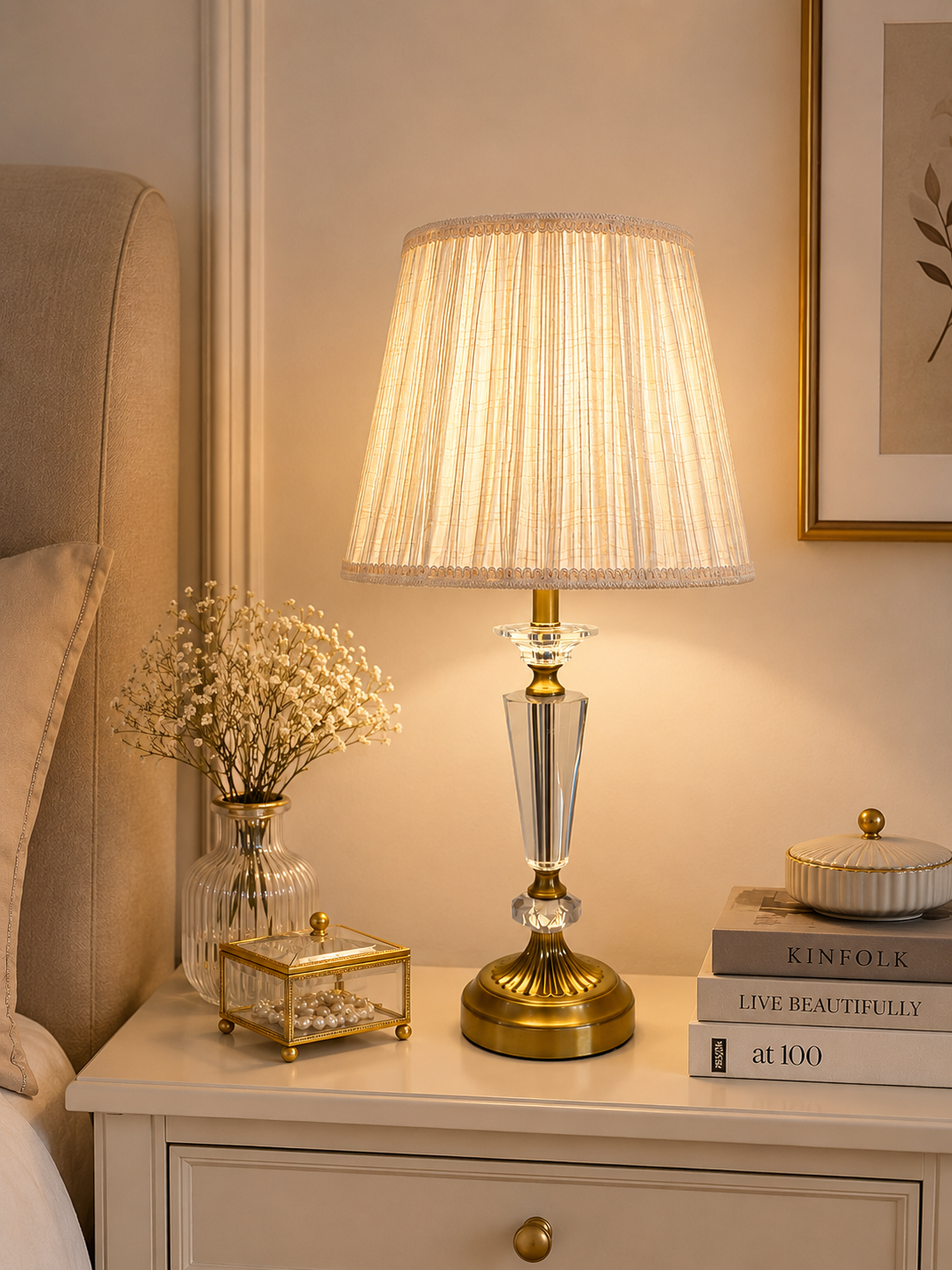 Baron Eskitme Kristal Taşlı Modern Salon Yatak Odası Abajur