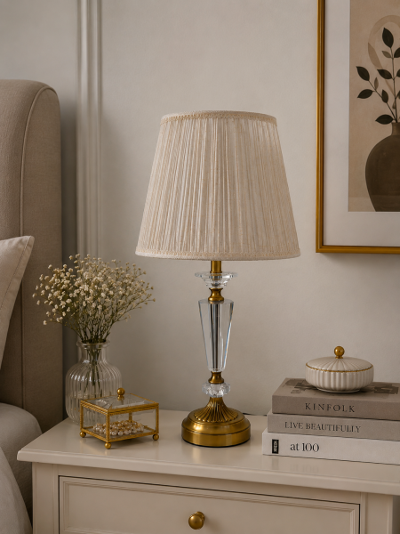 Baron Eskitme Kristal Taşlı Modern Salon Yatak Odası Abajur
