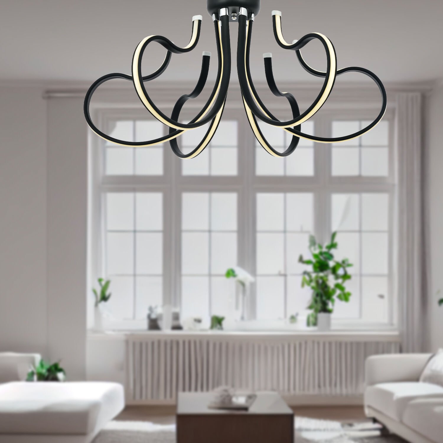 Budin 6'Lı Siyah 72 Watt Sarkıt Ledli Modern Mutfak Banyo Led Salon Plafonyer Avize