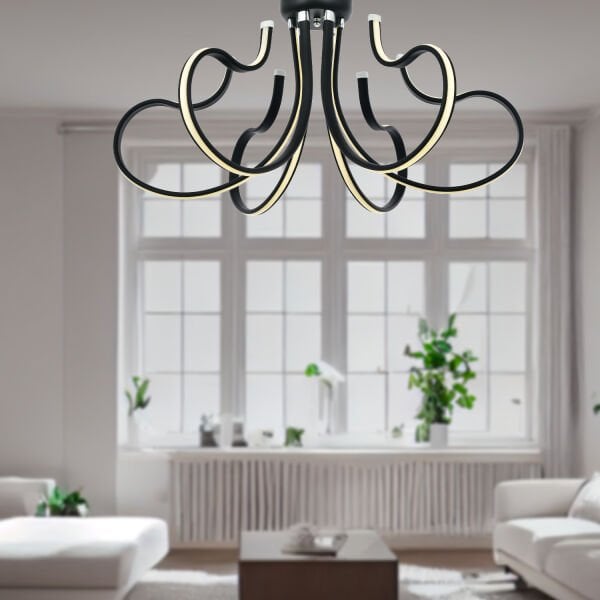 Budin 6'Lı Siyah 72 Watt Sarkıt Ledli Modern Mutfak Banyo Led Salon Plafonyer Avize