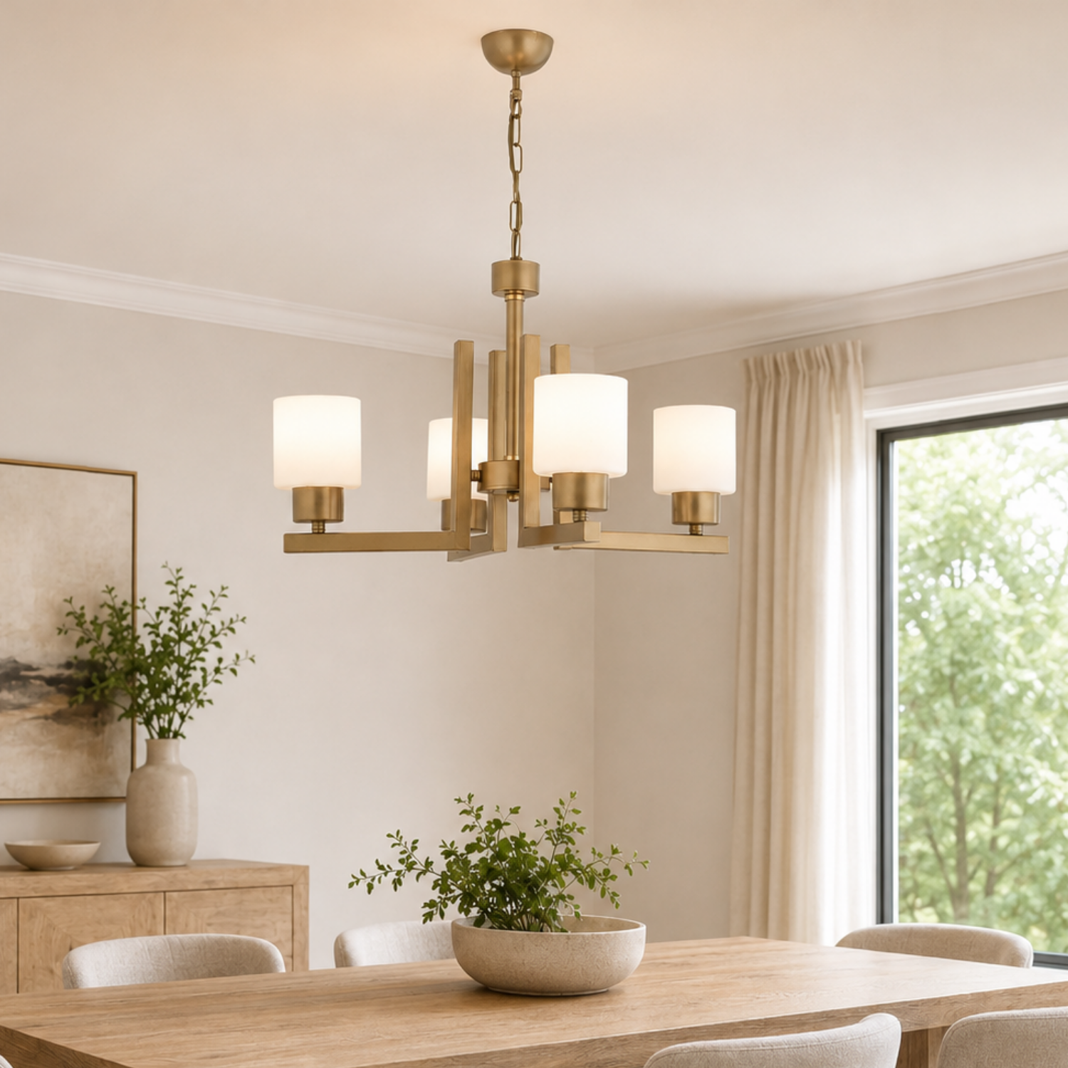 Torqu 4 Lü Eskitme Boyalı Beyaz Camlı Modern Genç Odası Yatak Odası Salon Avize