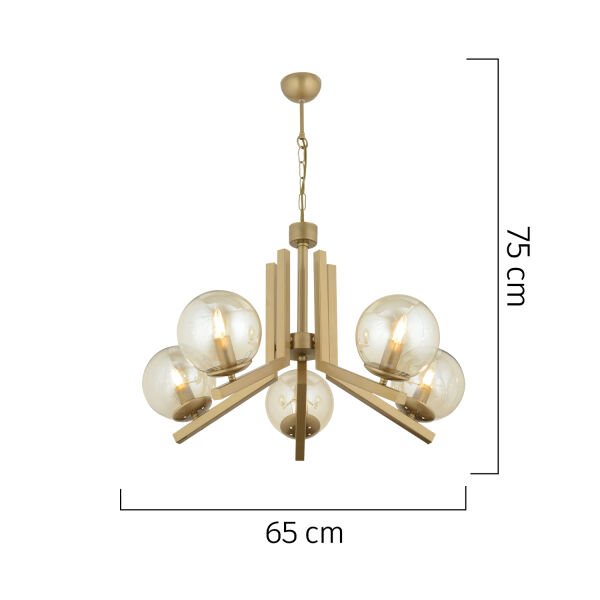 Mikel 5 Lü Komple Eskitme Boyalı Bal Camlı Modern Retro Sarkıt Yatak Odası Salon Avize