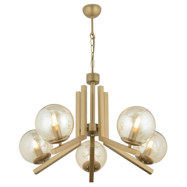 Mikel 5 Lü Komple Eskitme Boyalı Bal Camlı Modern Retro Sarkıt Yatak Odası Salon Avize