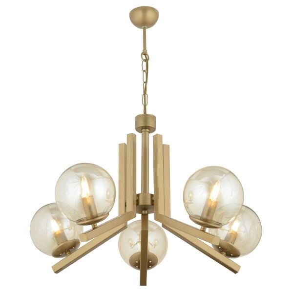 Mikel 5 Lü Komple Eskitme Boyalı Bal Camlı Modern Retro Sarkıt Yatak Odası Salon Avize