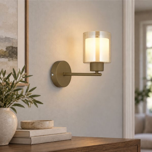 Lima Eskitme Bal Çift Cam Duvar Lambası Yatak Odası-Yatak Başı-Banyo İçin Modern Aplik
