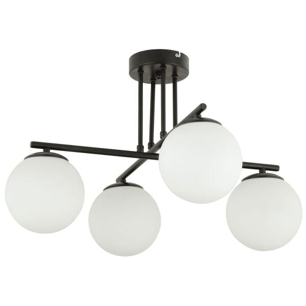 Mali 4 Lü Siyah Avize Beyaz Camlı Modern Genç Odası Mutfak Yatak Odası Retro Salon Avize