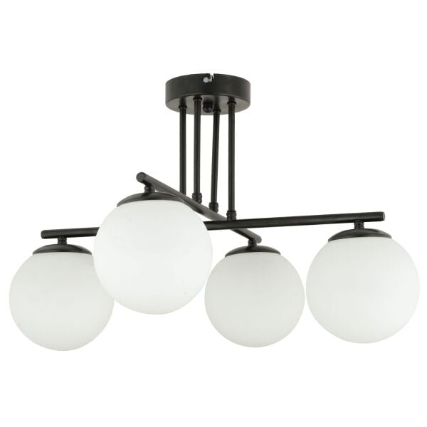 Mali 4 Lü Siyah Avize Beyaz Camlı Modern Genç Odası Mutfak Yatak Odası Retro Salon Avize